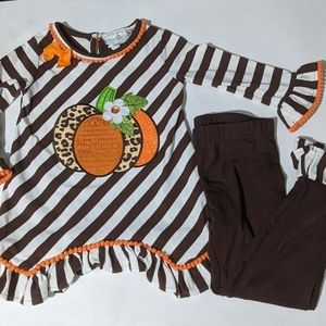Kids Pumpkin Striped Matching Set